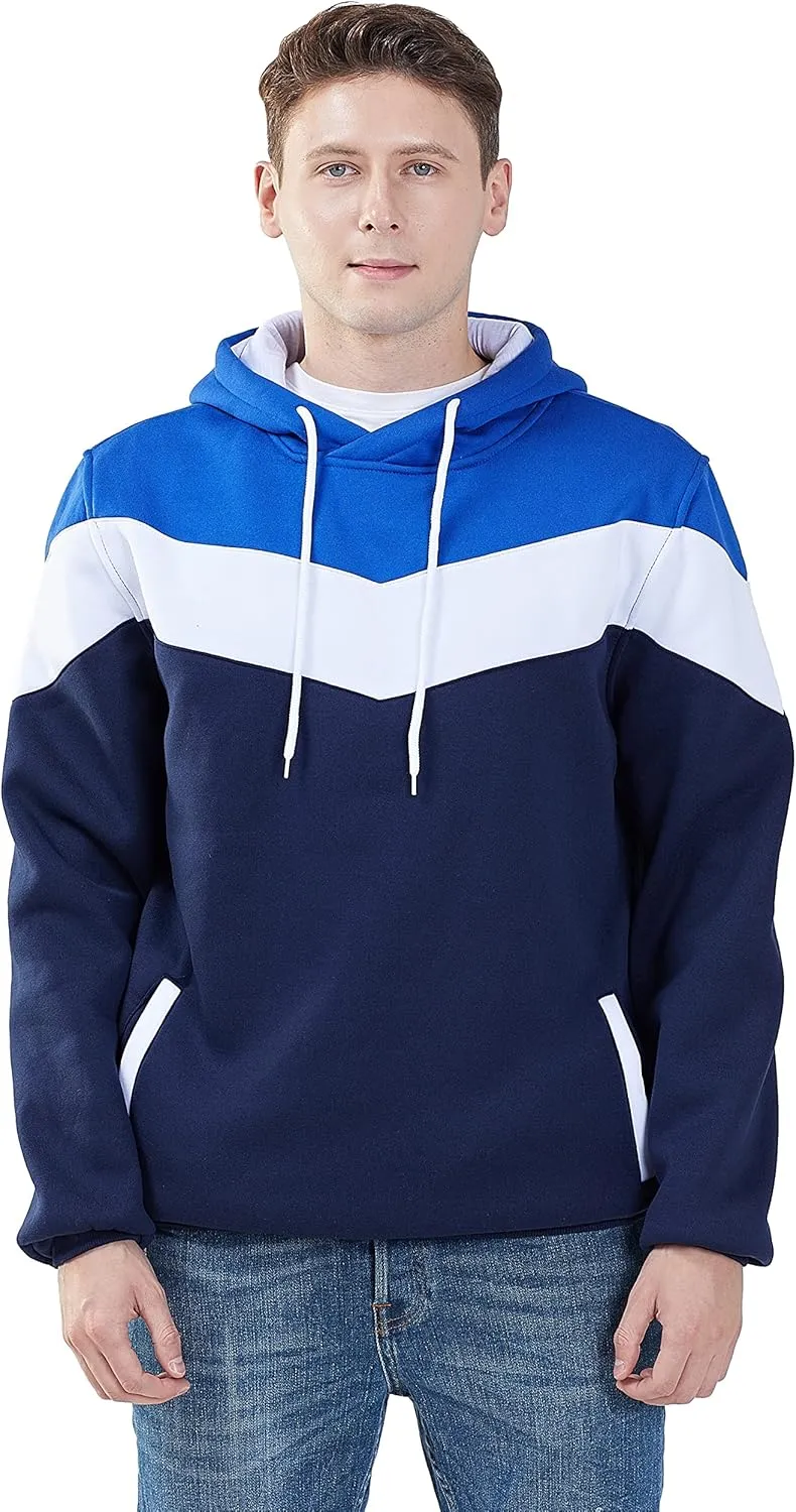 MOONCOLOUR Men's Fashion Novelty Color Block Hoodies Long Sleeve Fleece Hooded Pullover Sweatshirts with Pockets