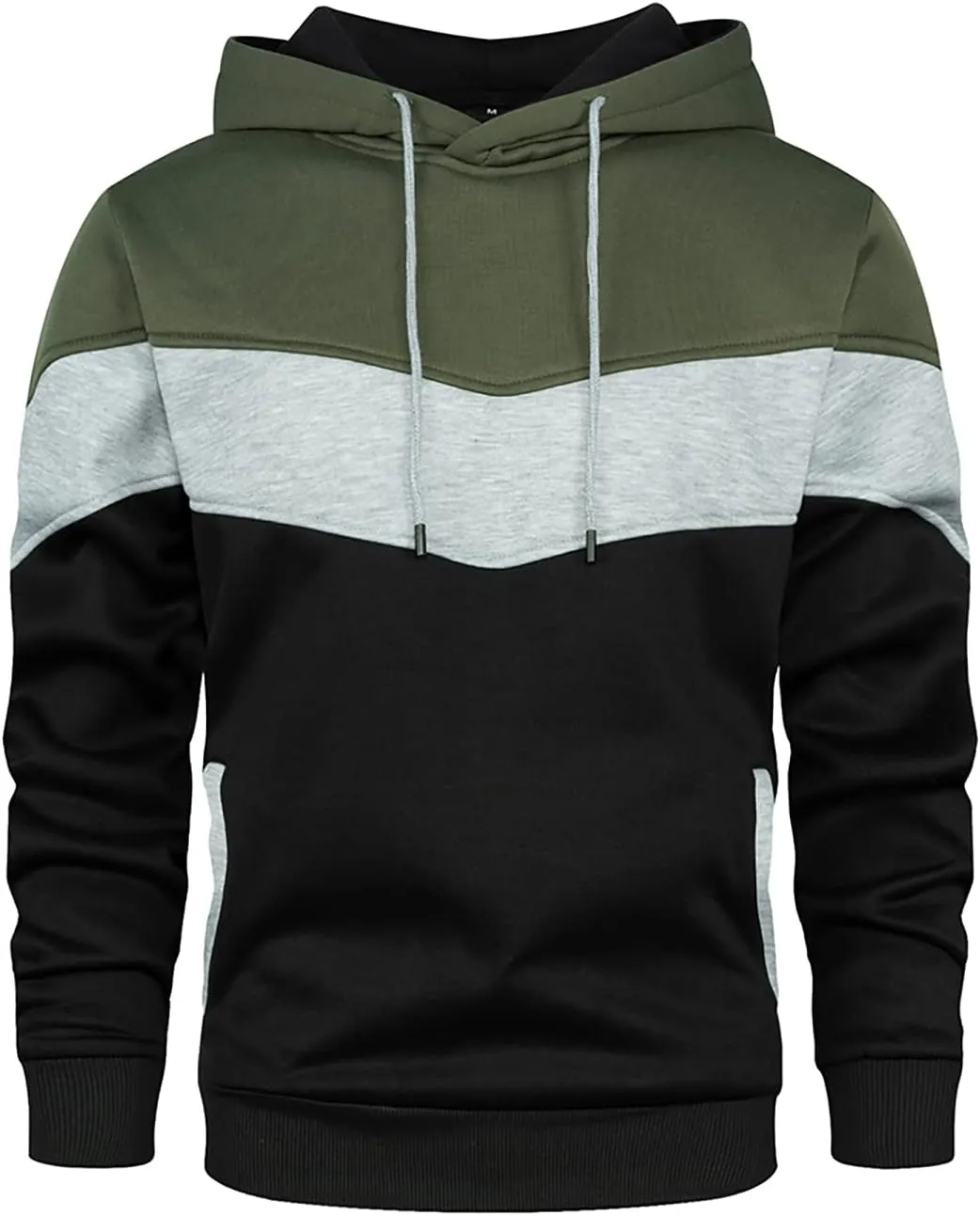 MOONCOLOUR Men's Fashion Novelty Color Block Hoodies Long Sleeve Fleece Hooded Pullover Sweatshirts with Pockets