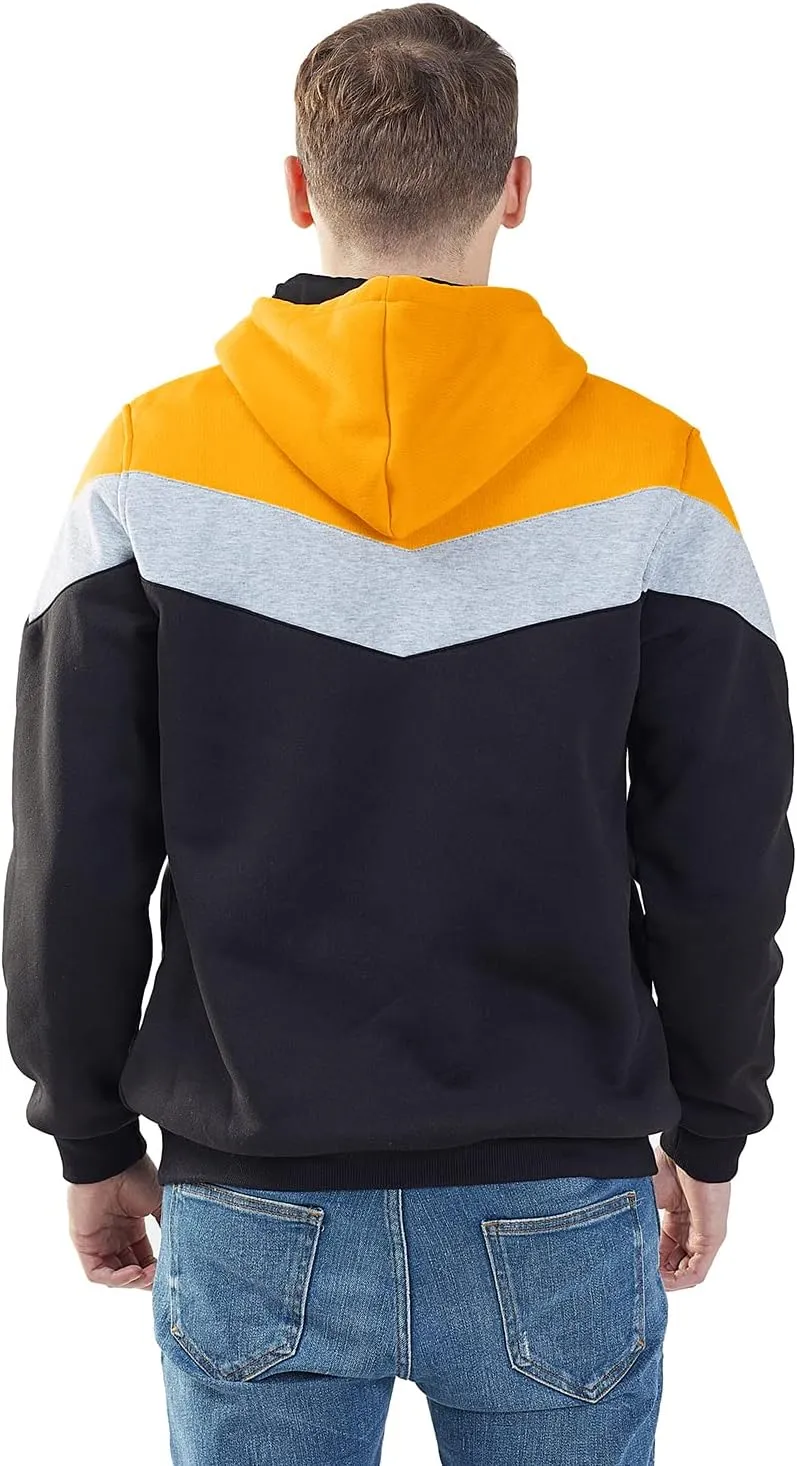 MOONCOLOUR Men's Fashion Novelty Color Block Hoodies Long Sleeve Fleece Hooded Pullover Sweatshirts with Pockets
