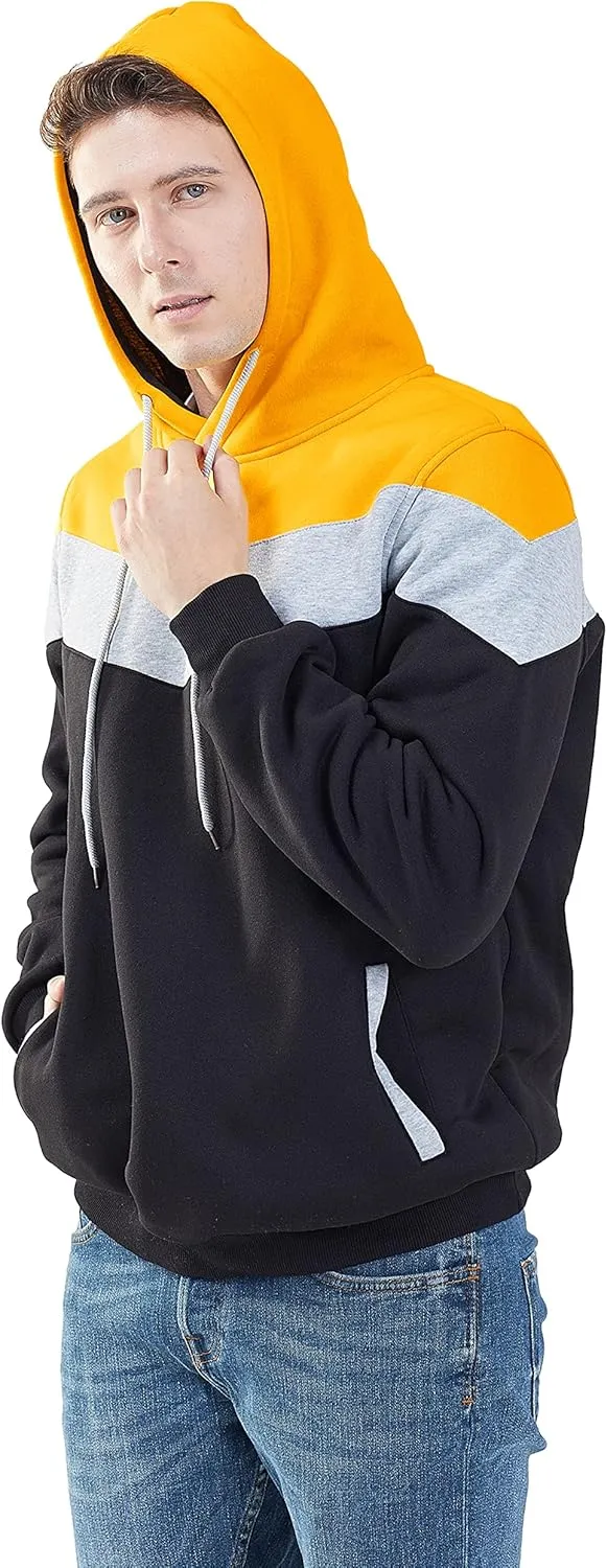 MOONCOLOUR Men's Fashion Novelty Color Block Hoodies Long Sleeve Fleece Hooded Pullover Sweatshirts with Pockets