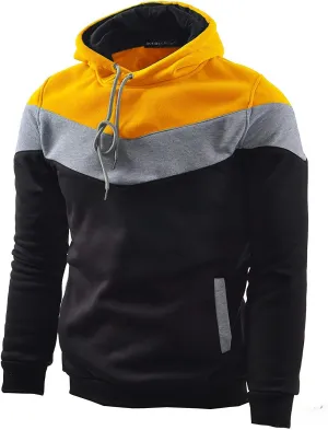 MOONCOLOUR Men's Fashion Novelty Color Block Hoodies Long Sleeve Fleece Hooded Pullover Sweatshirts with Pockets