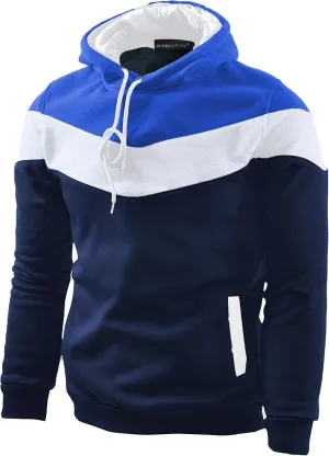 MOONCOLOUR Men's Fashion Novelty Color Block Hoodies Long Sleeve Fleece Hooded Pullover Sweatshirts with Pockets