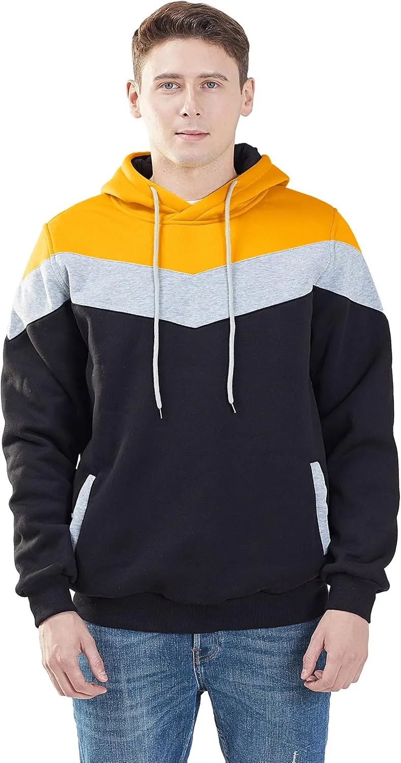 MOONCOLOUR Men's Fashion Novelty Color Block Hoodies Long Sleeve Fleece Hooded Pullover Sweatshirts with Pockets