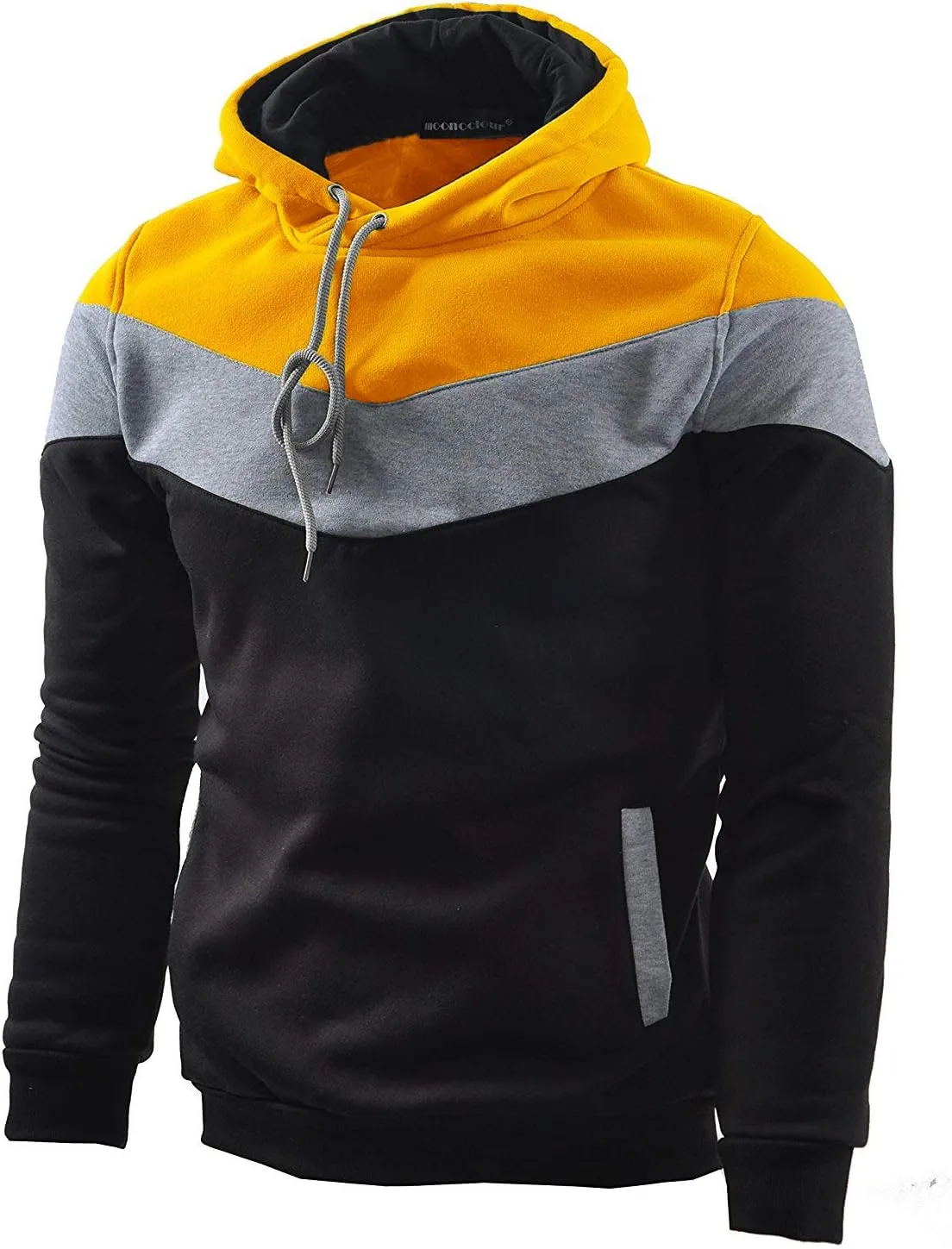 MOONCOLOUR Men's Fashion Novelty Color Block Hoodies Long Sleeve Fleece Hooded Pullover Sweatshirts with Pockets