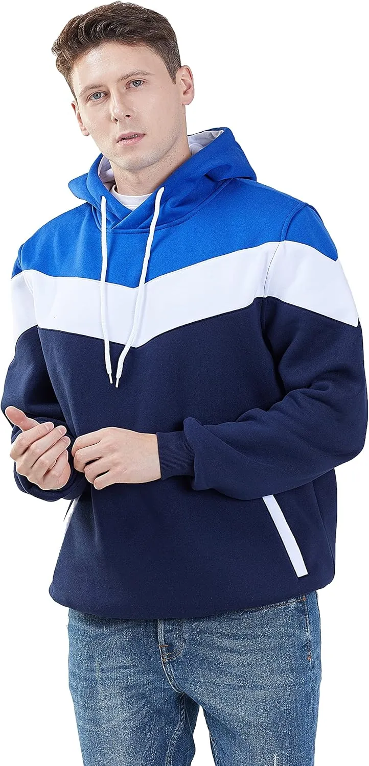 MOONCOLOUR Men's Fashion Novelty Color Block Hoodies Long Sleeve Fleece Hooded Pullover Sweatshirts with Pockets