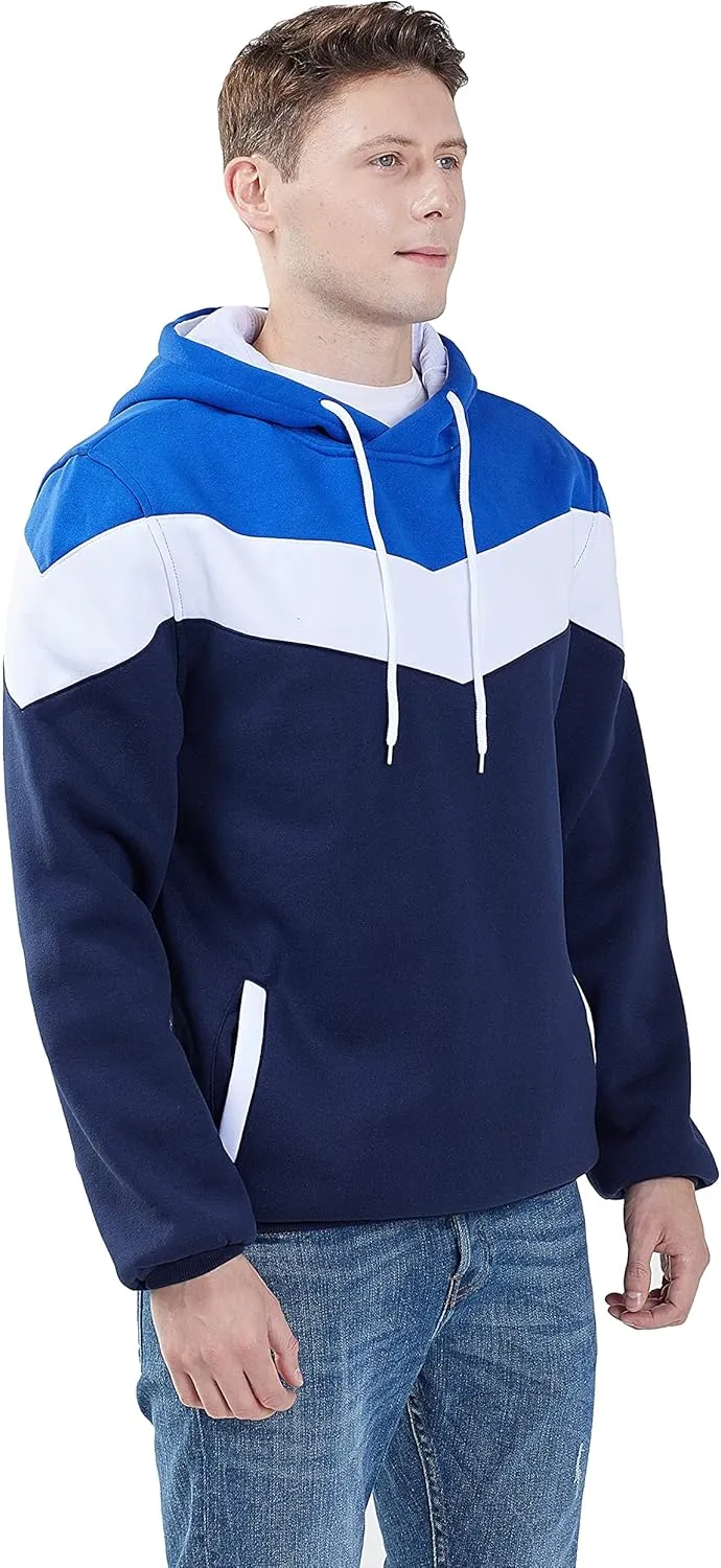 MOONCOLOUR Men's Fashion Novelty Color Block Hoodies Long Sleeve Fleece Hooded Pullover Sweatshirts with Pockets