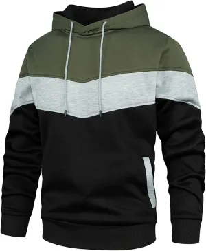 MOONCOLOUR Men's Fashion Novelty Color Block Hoodies Long Sleeve Fleece Hooded Pullover Sweatshirts with Pockets