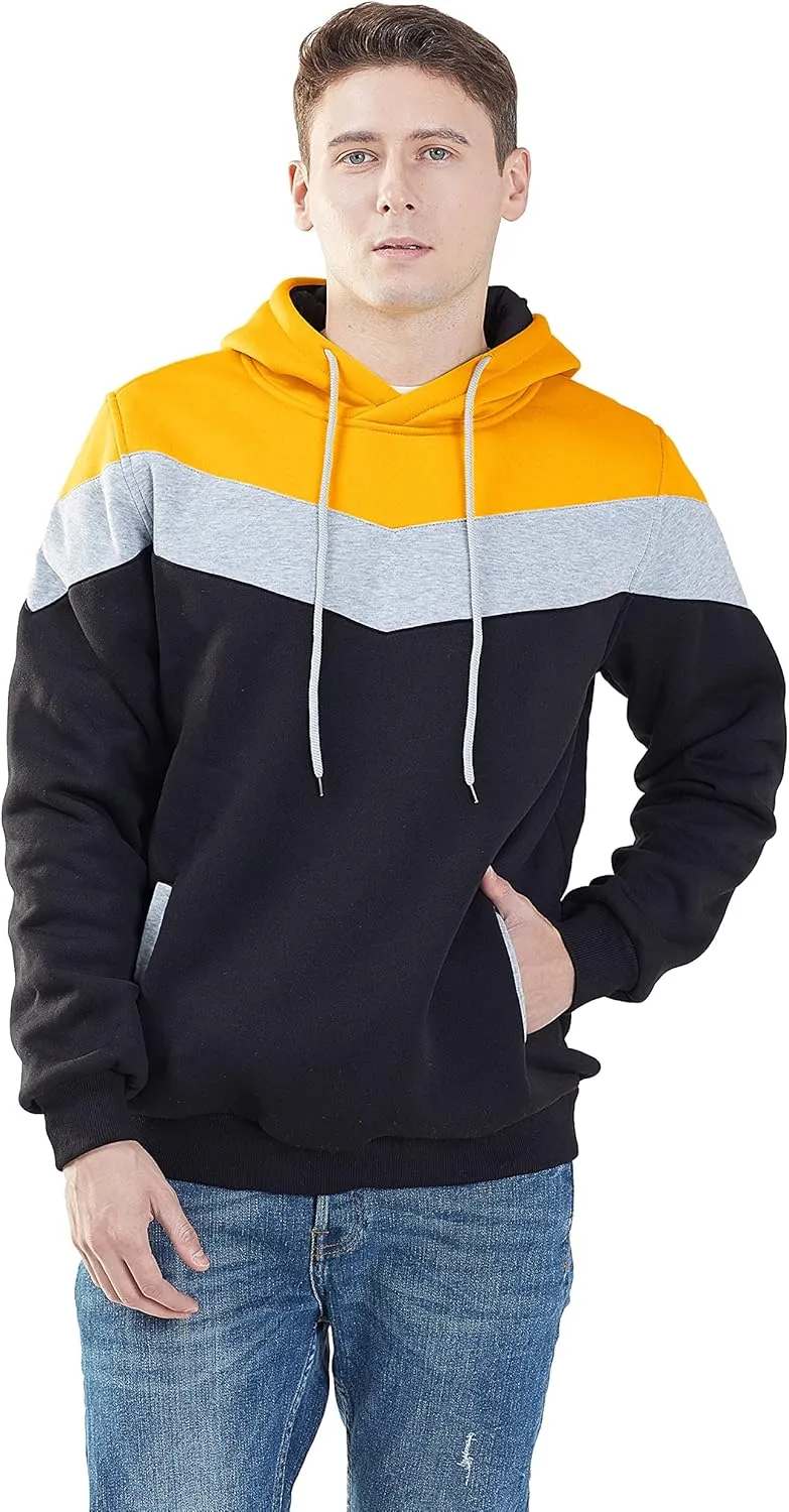 MOONCOLOUR Men's Fashion Novelty Color Block Hoodies Long Sleeve Fleece Hooded Pullover Sweatshirts with Pockets