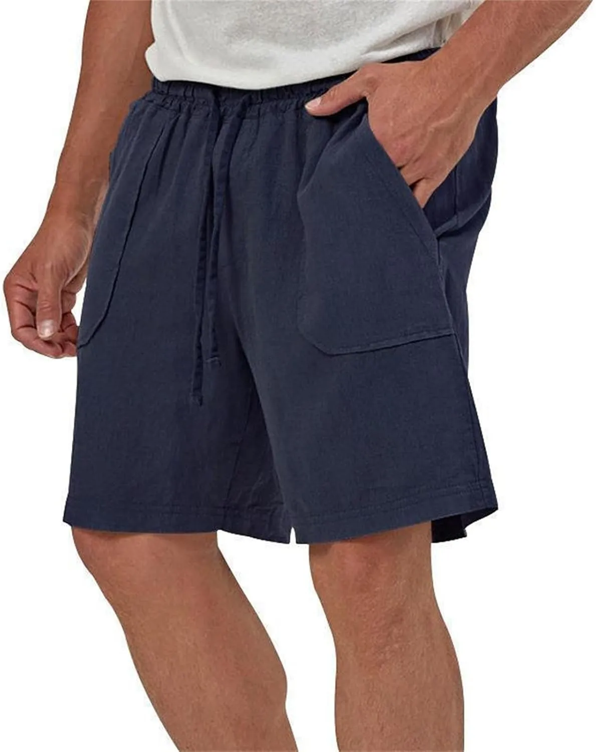 Muscularfit Cargo Shorts for Men Relaxed Fit Shorts with Pockets Summer Fashion Linen Cotton Shorts Stretch Athletic Shorts