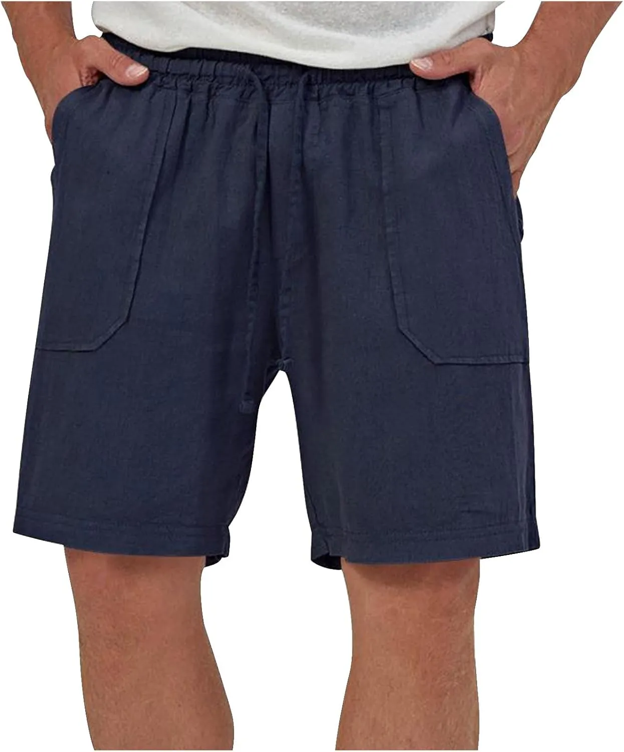 Muscularfit Cargo Shorts for Men Relaxed Fit Shorts with Pockets Summer Fashion Linen Cotton Shorts Stretch Athletic Shorts