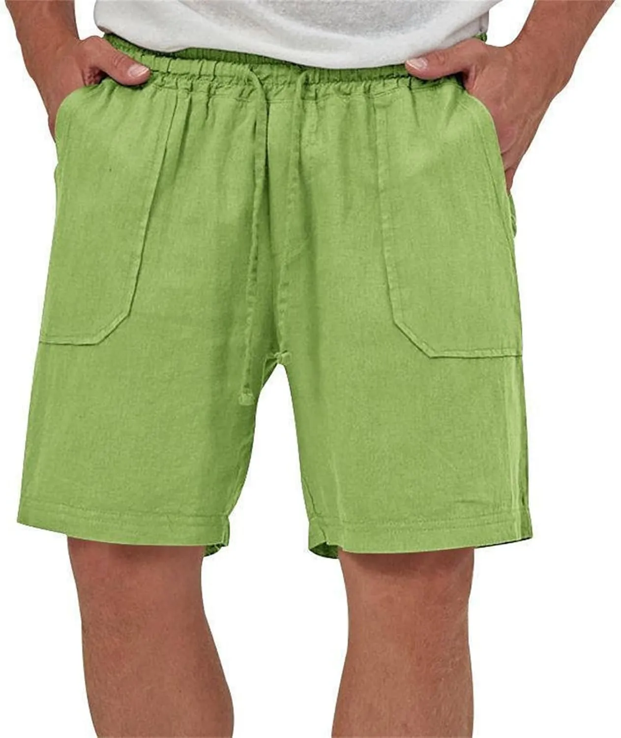 Muscularfit Cargo Shorts for Men Relaxed Fit Shorts with Pockets Summer Fashion Linen Cotton Shorts Stretch Athletic Shorts
