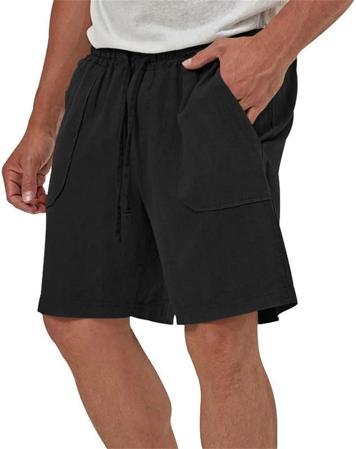 Muscularfit Cargo Shorts for Men Relaxed Fit Shorts with Pockets Summer Fashion Linen Cotton Shorts Stretch Athletic Shorts
