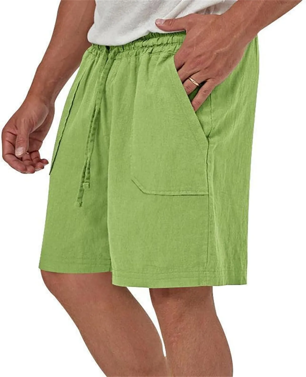 Muscularfit Cargo Shorts for Men Relaxed Fit Shorts with Pockets Summer Fashion Linen Cotton Shorts Stretch Athletic Shorts