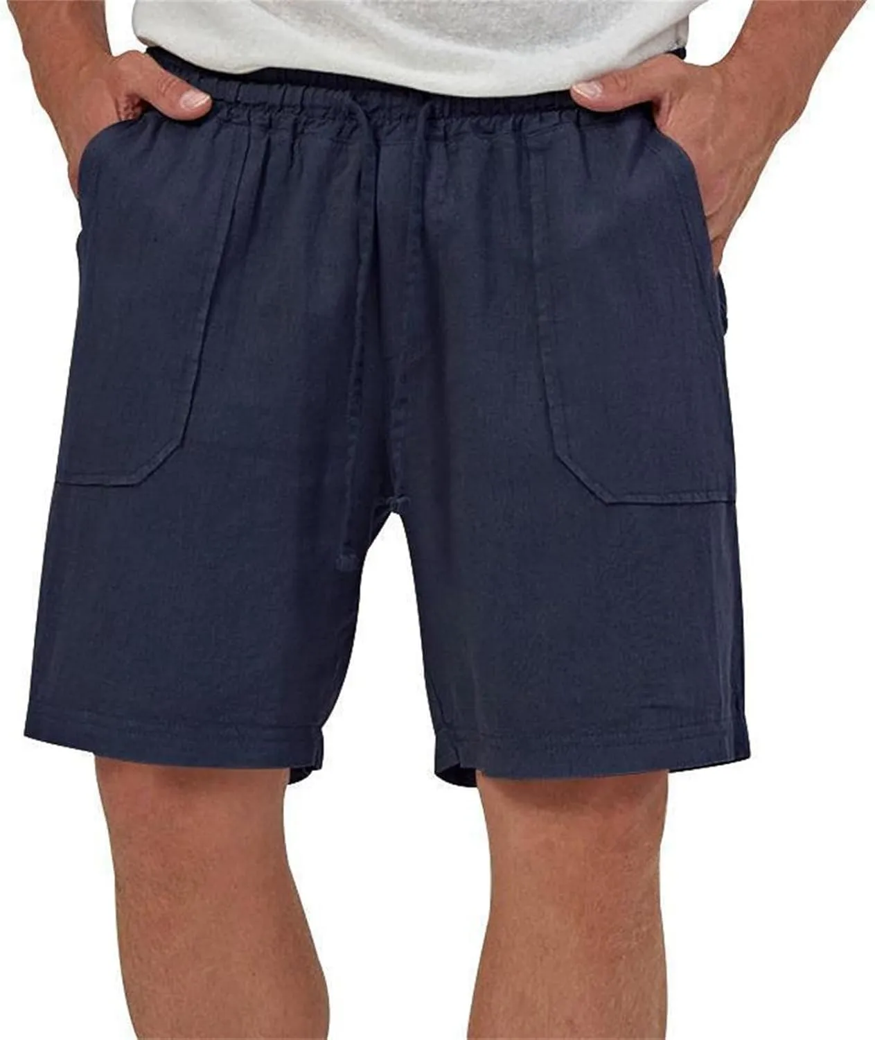 Muscularfit Cargo Shorts for Men Relaxed Fit Shorts with Pockets Summer Fashion Linen Cotton Shorts Stretch Athletic Shorts