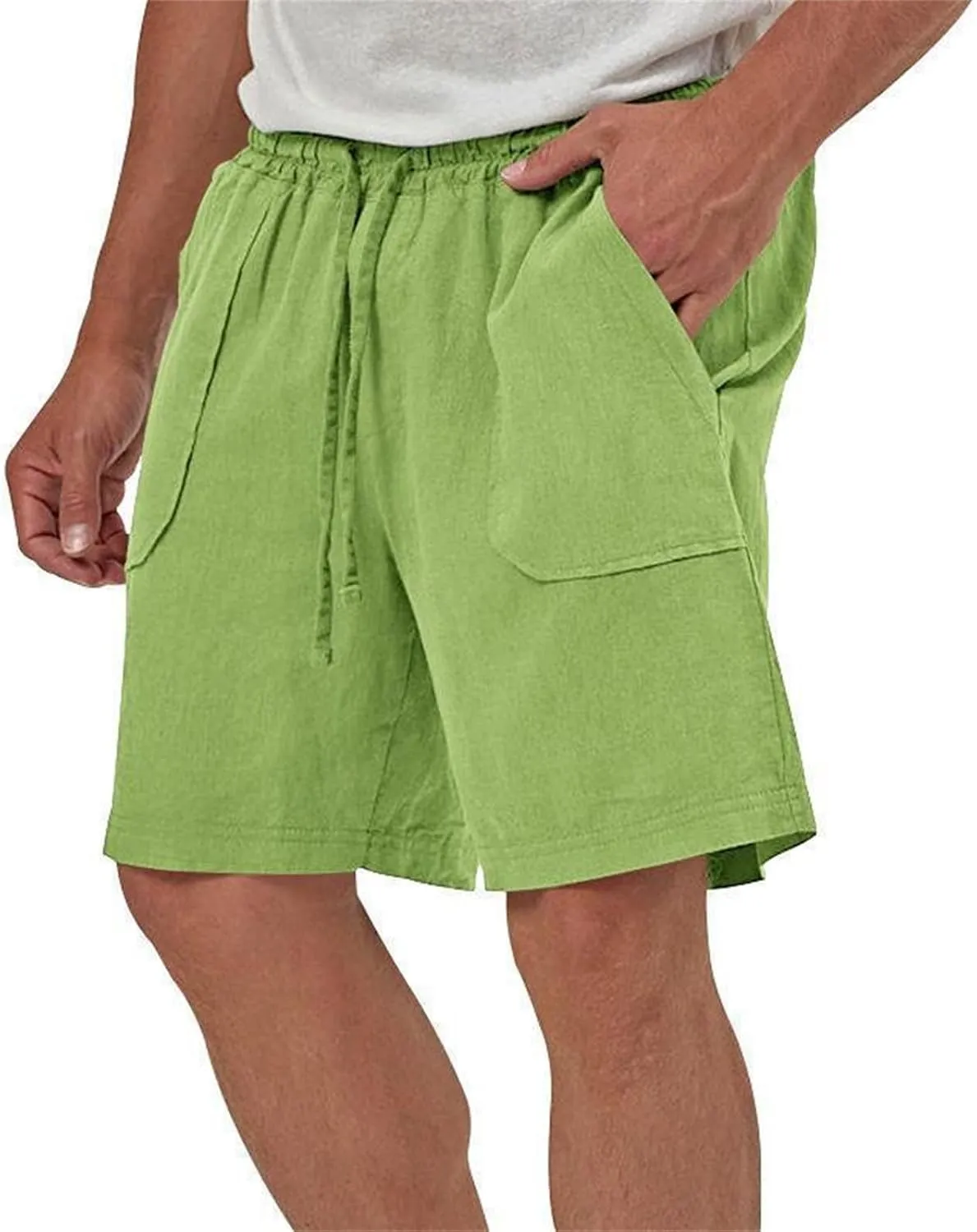 Muscularfit Cargo Shorts for Men Relaxed Fit Shorts with Pockets Summer Fashion Linen Cotton Shorts Stretch Athletic Shorts