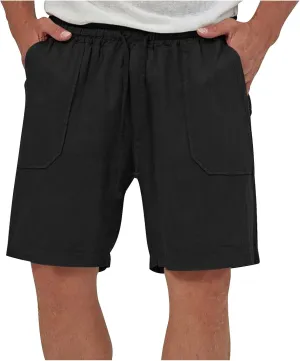 Muscularfit Cargo Shorts for Men Relaxed Fit Shorts with Pockets Summer Fashion Linen Cotton Shorts Stretch Athletic Shorts
