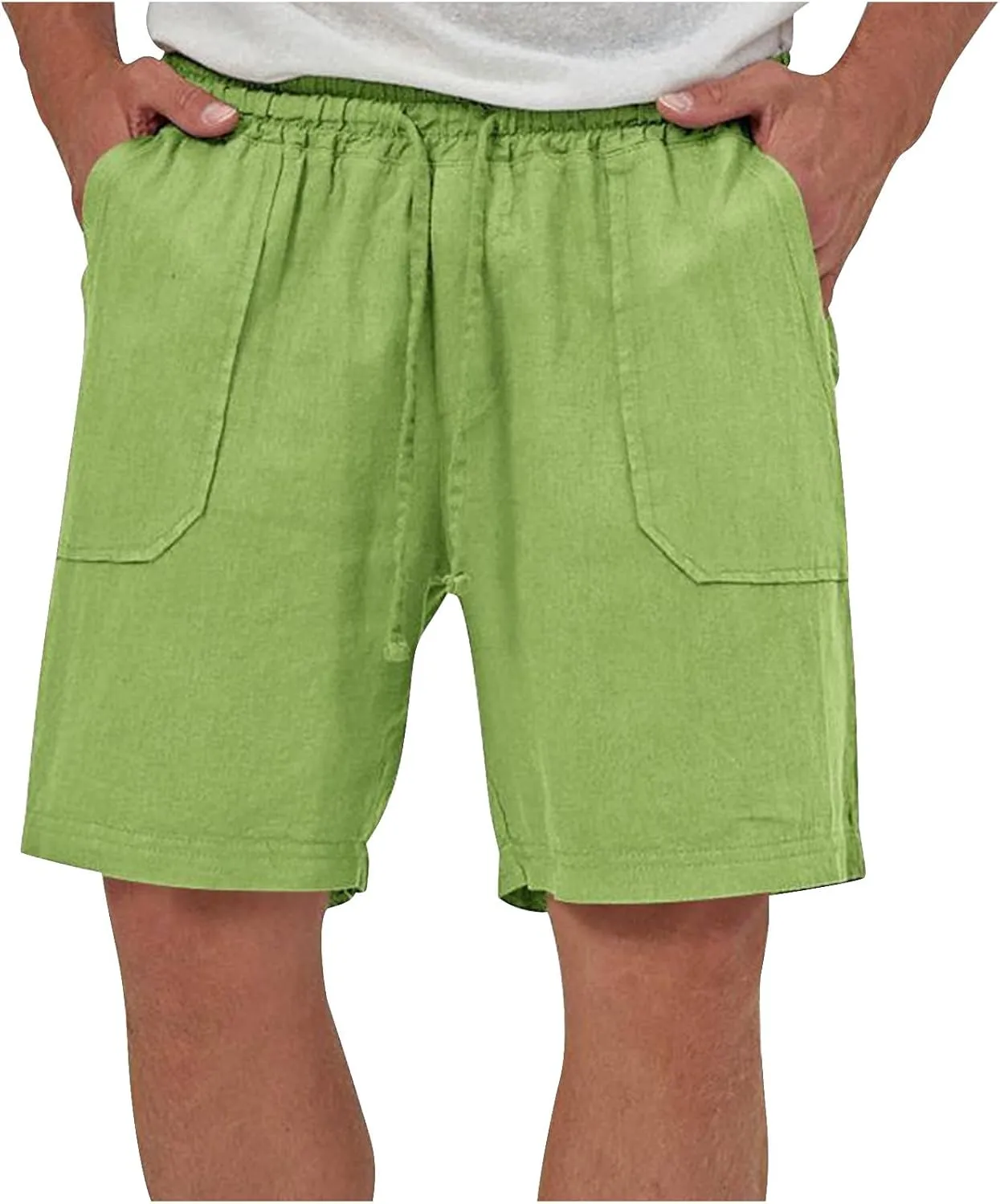 Muscularfit Cargo Shorts for Men Relaxed Fit Shorts with Pockets Summer Fashion Linen Cotton Shorts Stretch Athletic Shorts