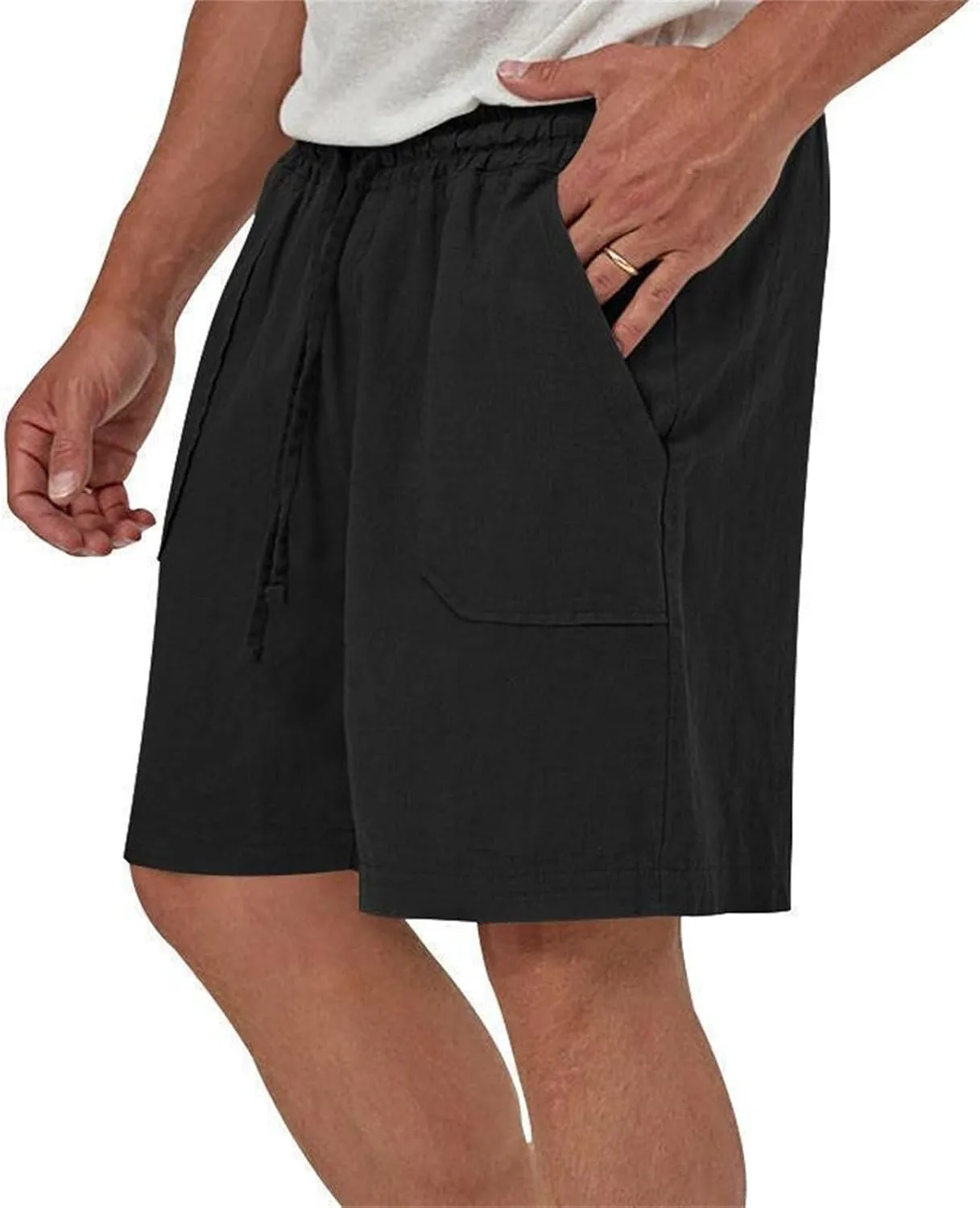 Muscularfit Cargo Shorts for Men Relaxed Fit Shorts with Pockets Summer Fashion Linen Cotton Shorts Stretch Athletic Shorts