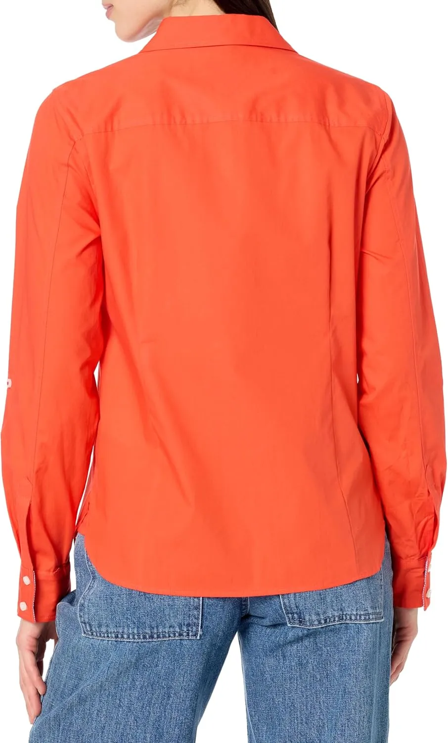 Nautica Women's Button Front Long Sleeve Roll Tab Shirt