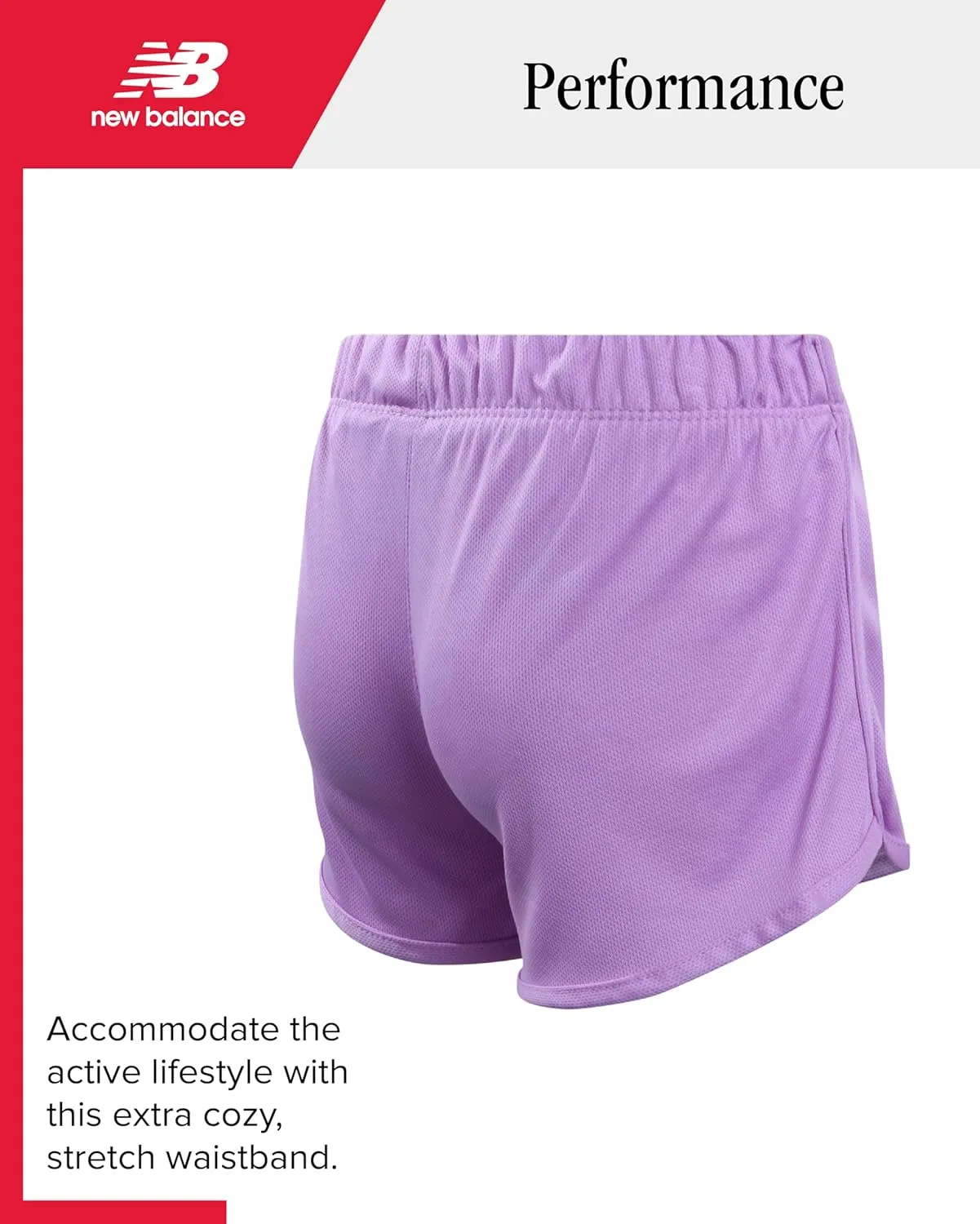 New Balance Girls' Active Shorts - Athletic Performance Mesh Running Shorts - Dolphin Gym Shorts for Girls (8-16)