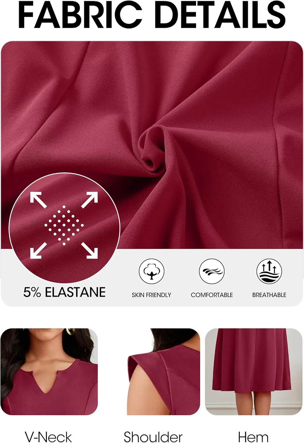 Nmoder Midi Dresses for Women Casual Elegant Fit and Flare Dress Sleevelesss A Line V Neck Church Wedding Guest Dress
