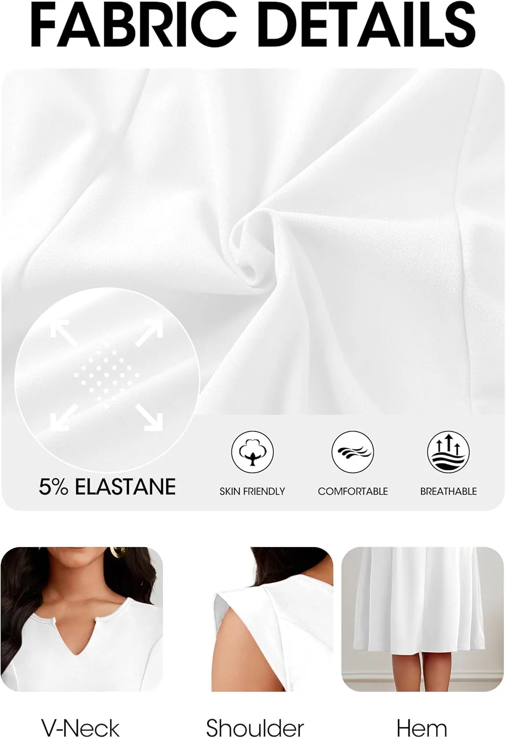 Nmoder Midi Dresses for Women Casual Elegant Fit and Flare Dress Sleevelesss A Line V Neck Church Wedding Guest Dress