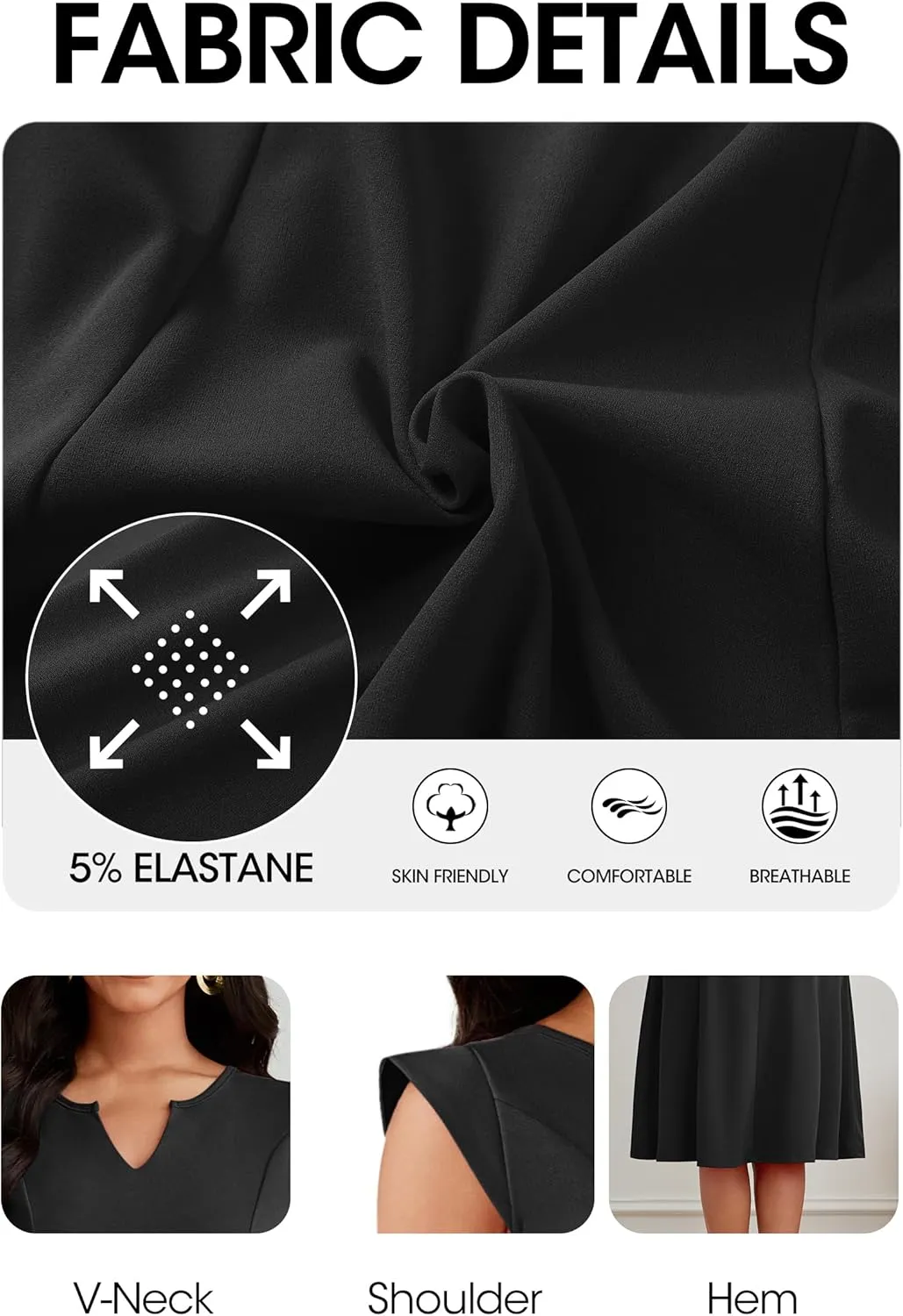 Nmoder Midi Dresses for Women Casual Elegant Fit and Flare Dress Sleevelesss A Line V Neck Church Wedding Guest Dress