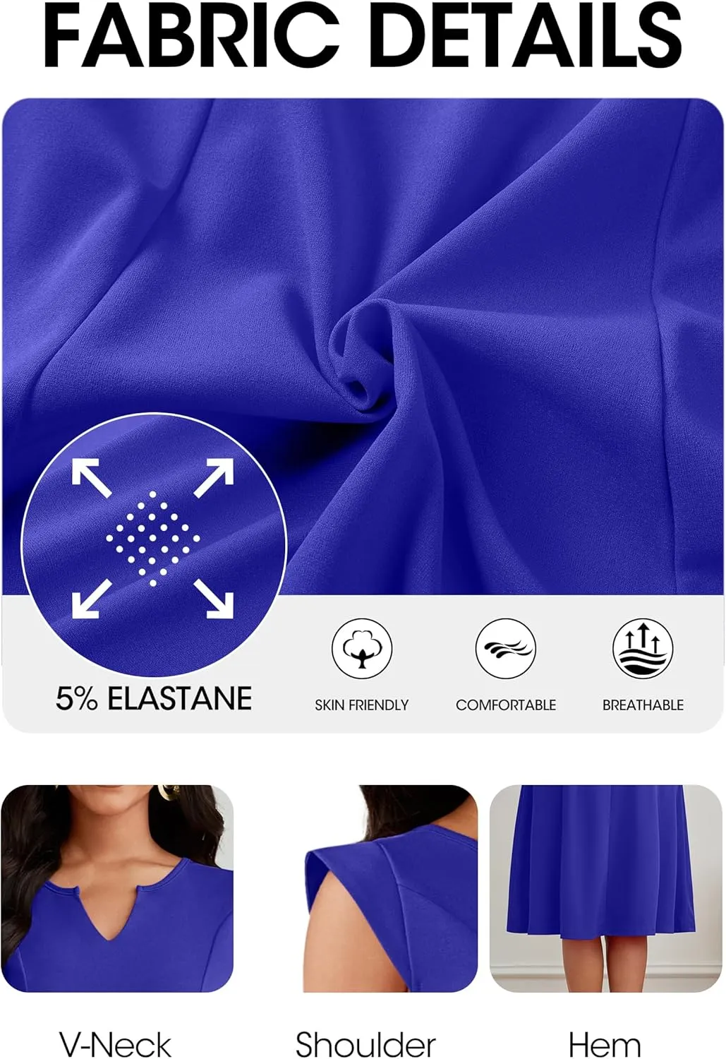 Nmoder Midi Dresses for Women Casual Elegant Fit and Flare Dress Sleevelesss A Line V Neck Church Wedding Guest Dress