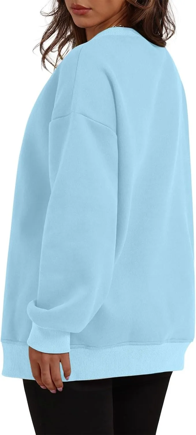 Oversized Crewneck Sweatshirts For Women Fleece Long Sleeve Pullover Tops Fall Fashion Outfits 2024 Winter Sweaters