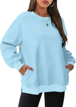 Oversized Crewneck Sweatshirts For Women Fleece Long Sleeve Pullover Tops Fall Fashion Outfits 2024 Winter Sweaters