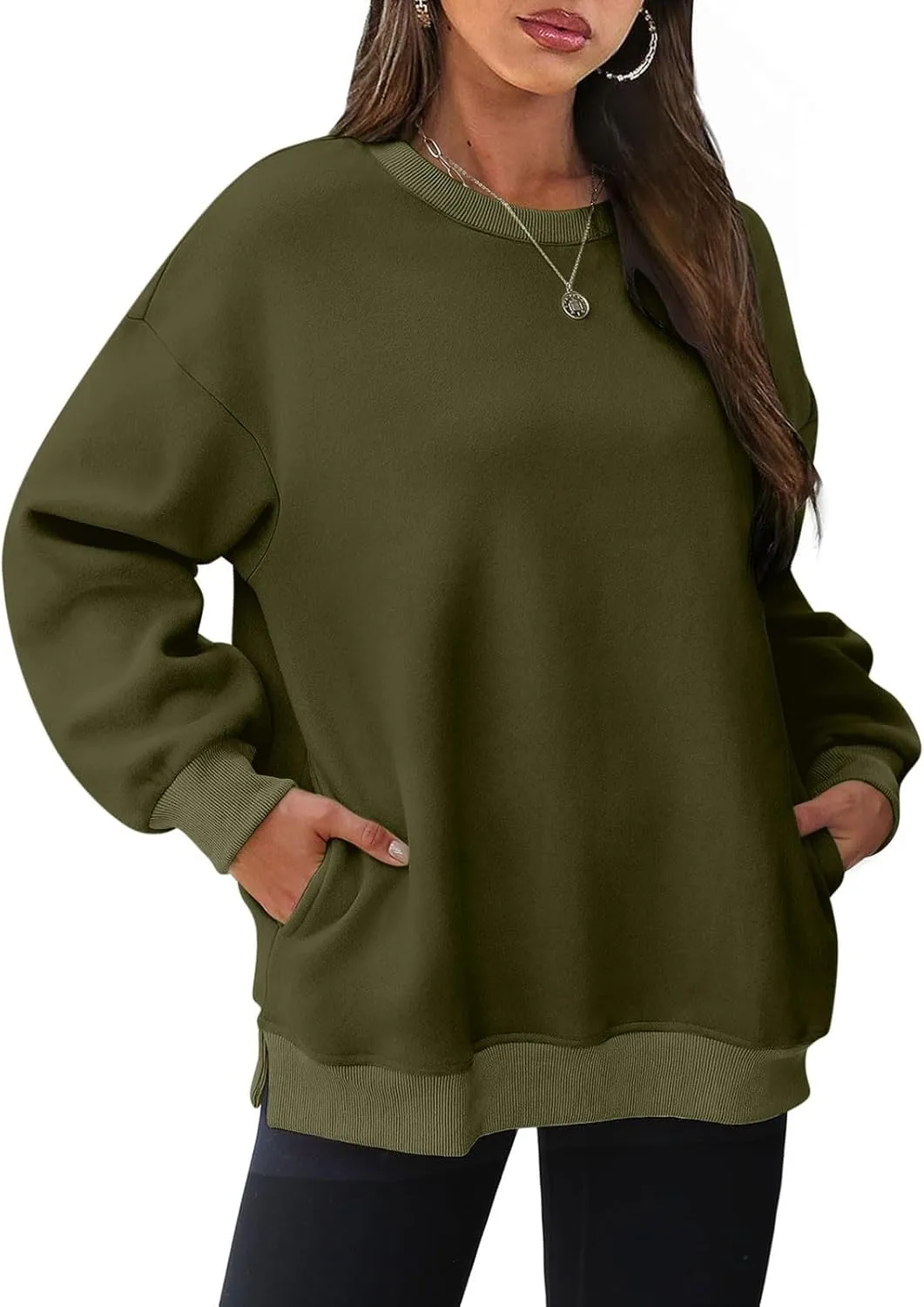 Oversized Crewneck Sweatshirts For Women Fleece Long Sleeve Pullover Tops Fall Fashion Outfits 2024 Winter Sweaters