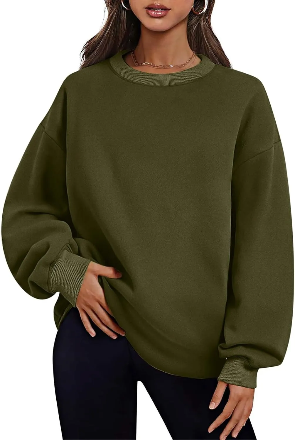 Oversized Crewneck Sweatshirts For Women Fleece Long Sleeve Pullover Tops Fall Fashion Outfits 2024 Winter Sweaters