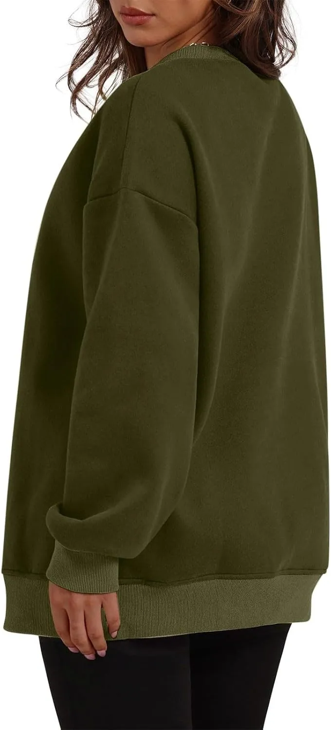 Oversized Crewneck Sweatshirts For Women Fleece Long Sleeve Pullover Tops Fall Fashion Outfits 2024 Winter Sweaters