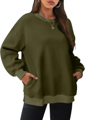 Oversized Crewneck Sweatshirts For Women Fleece Long Sleeve Pullover Tops Fall Fashion Outfits 2024 Winter Sweaters