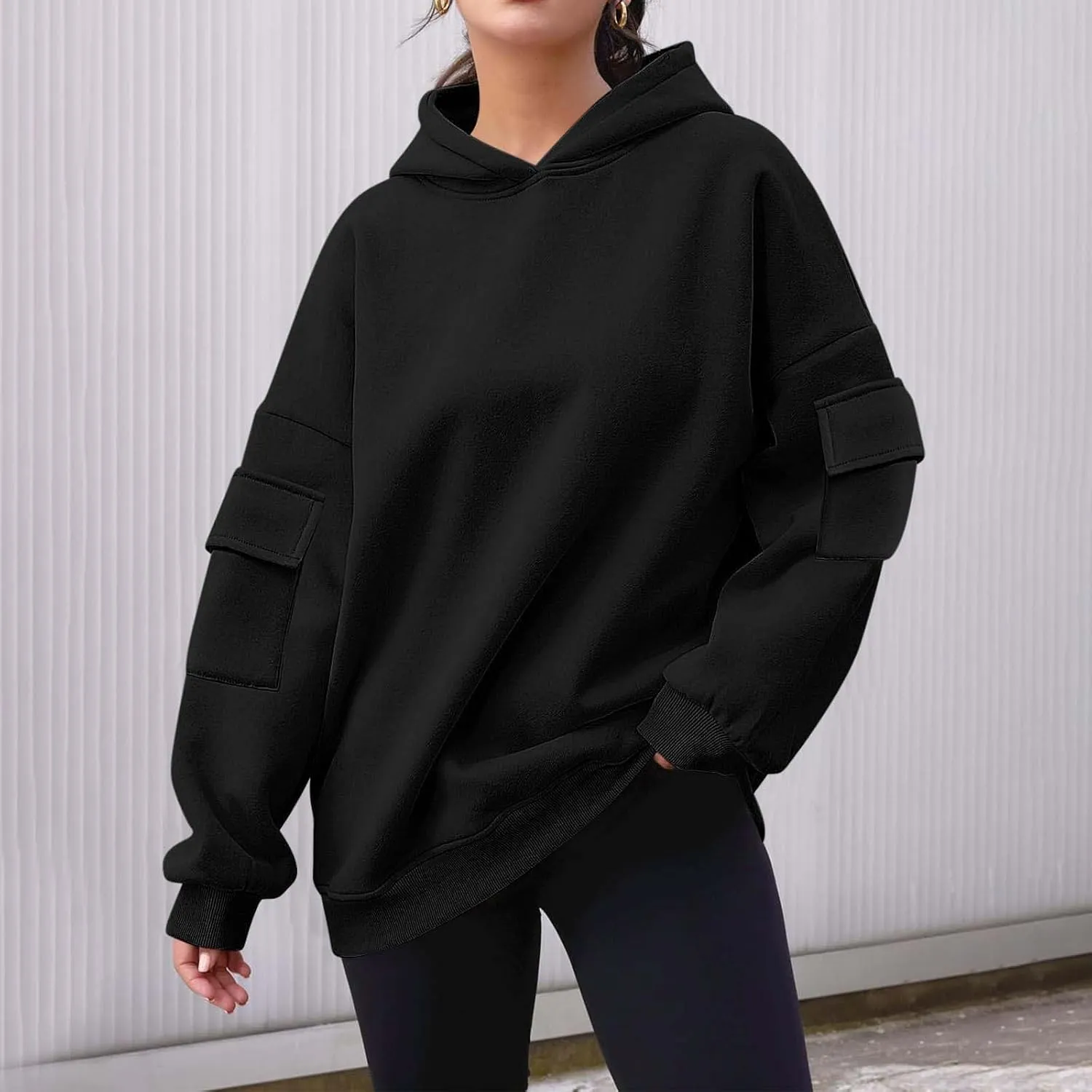 Oversized Hoodies For Women Fleece Hooded Sweatshirt With Sleeve Pockets Loose Comfy Pullover Hoodie Trendy Fall