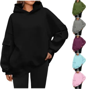 Oversized Hoodies For Women Fleece Hooded Sweatshirt With Sleeve Pockets Loose Comfy Pullover Hoodie Trendy Fall