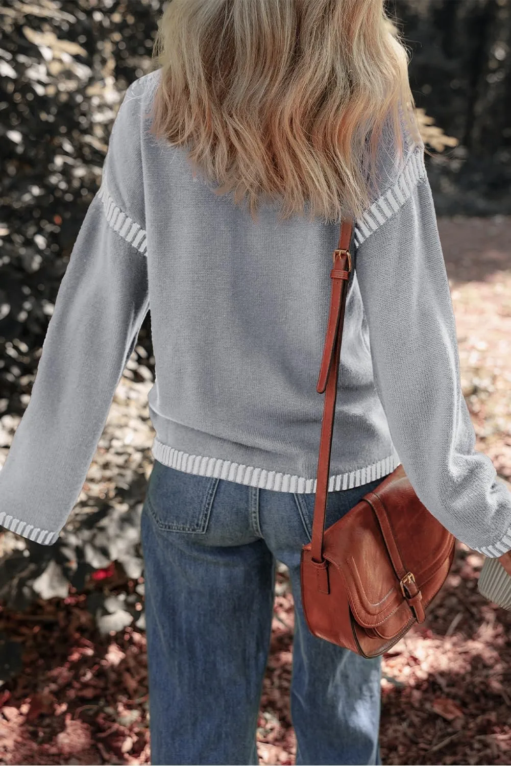 Oversized Knit Sweaters for Women, Contrast Cable Knit Pullover Sweater, Knit Loose Fit Pullover Sweater Tops