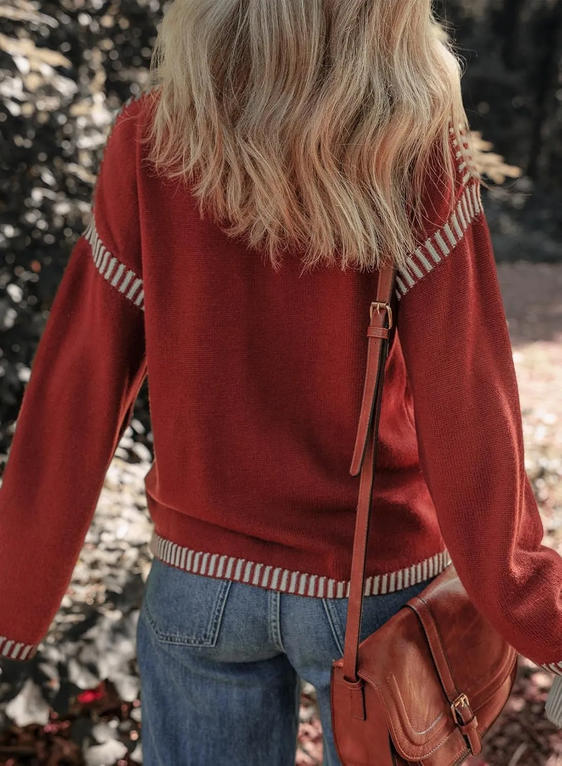Oversized Knit Sweaters for Women, Contrast Cable Knit Pullover Sweater, Knit Loose Fit Pullover Sweater Tops