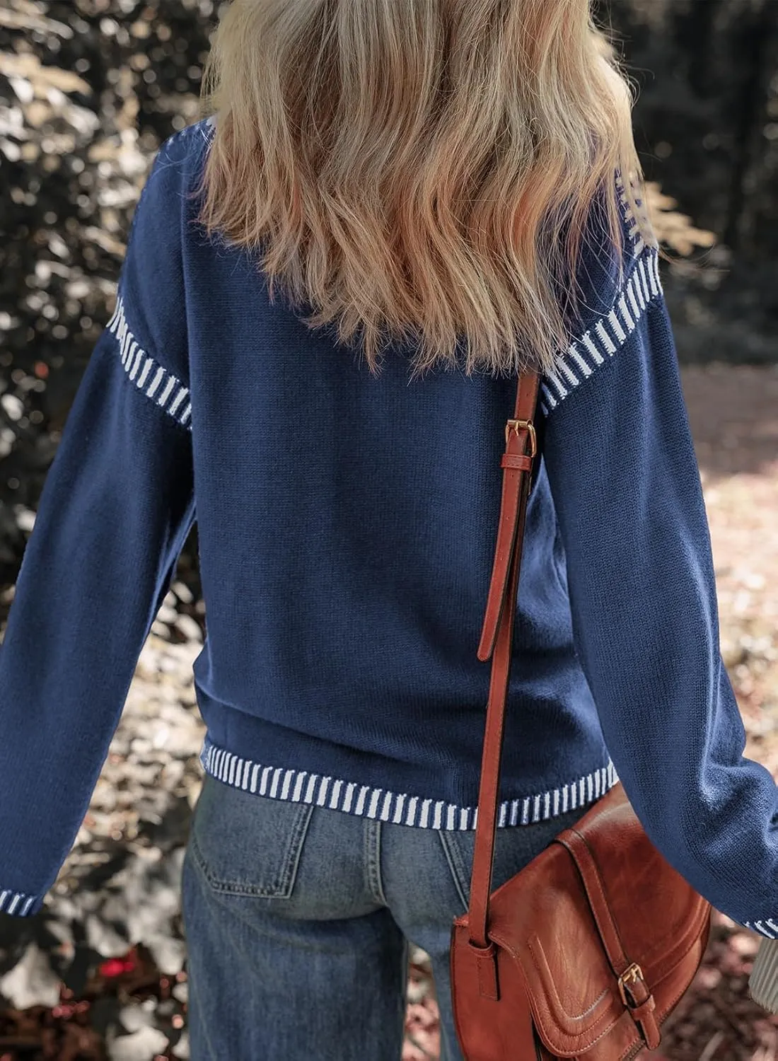 Oversized Knit Sweaters for Women, Contrast Cable Knit Pullover Sweater, Knit Loose Fit Pullover Sweater Tops