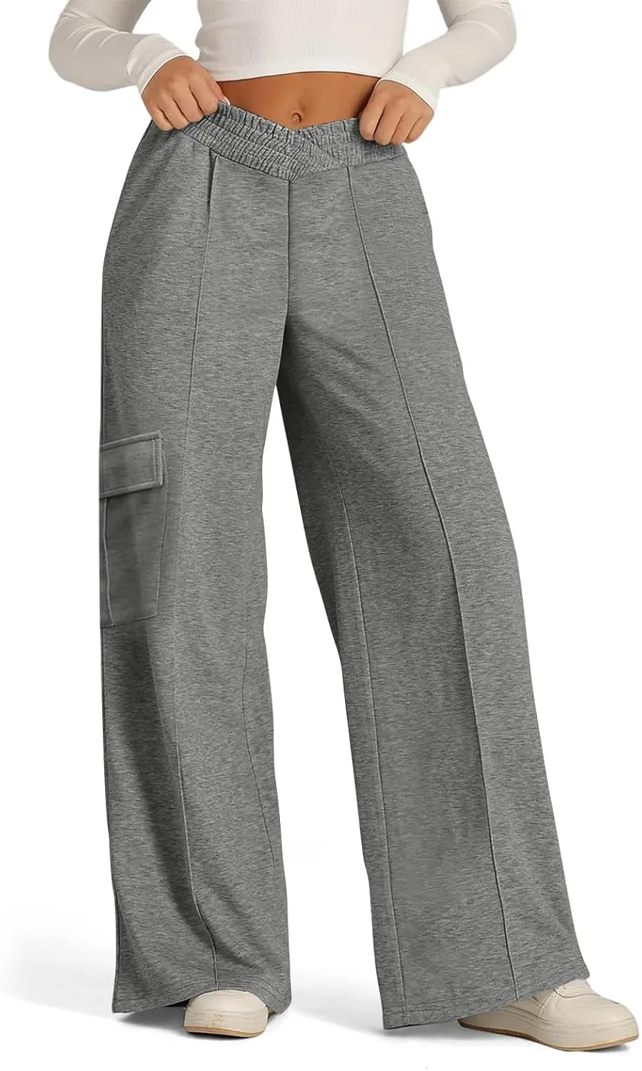 Oversized Wide Leg Sweatpants Women Crossover Low Rise Cargo Sweatpants Straight Leg Baggy Sweatpants Lounge Pants