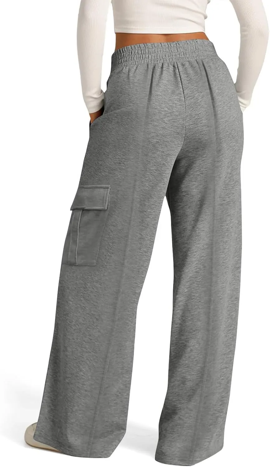 Oversized Wide Leg Sweatpants Women Crossover Low Rise Cargo Sweatpants Straight Leg Baggy Sweatpants Lounge Pants