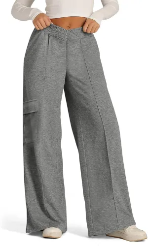Oversized Wide Leg Sweatpants Women Crossover Low Rise Cargo Sweatpants Straight Leg Baggy Sweatpants Lounge Pants