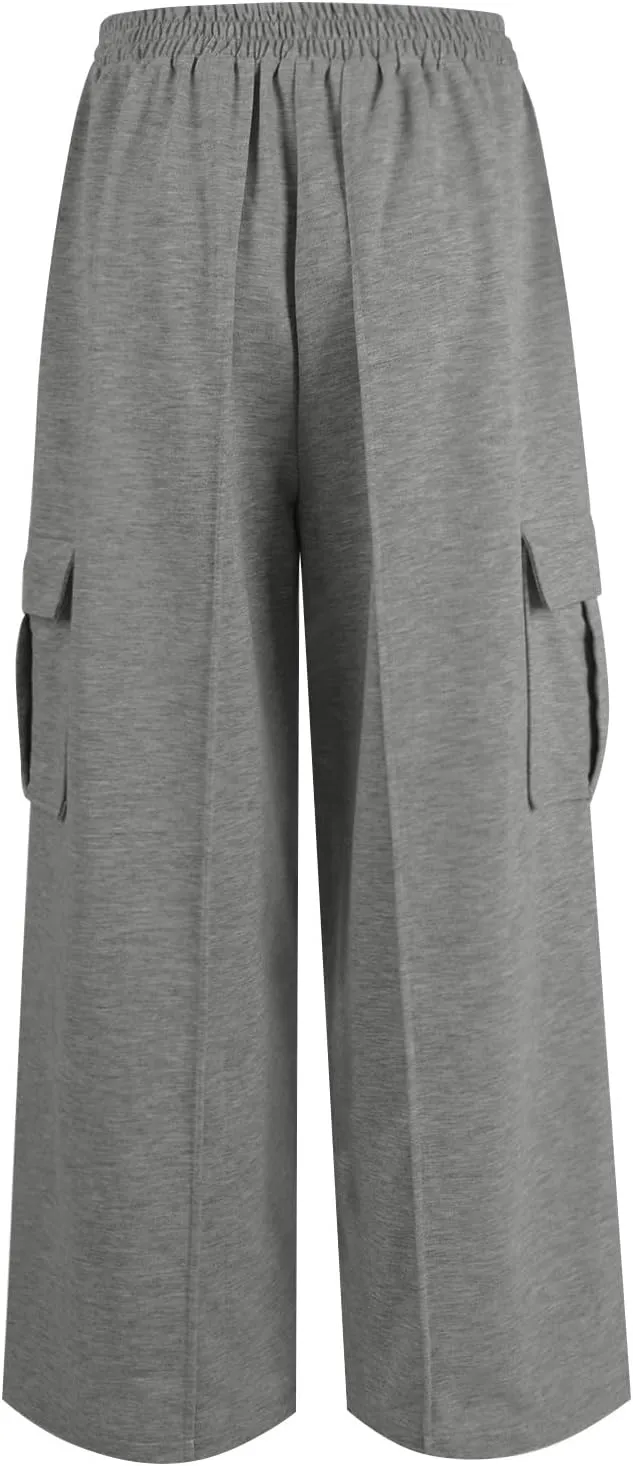Oversized Wide Leg Sweatpants Women Crossover Low Rise Cargo Sweatpants Straight Leg Baggy Sweatpants Lounge Pants