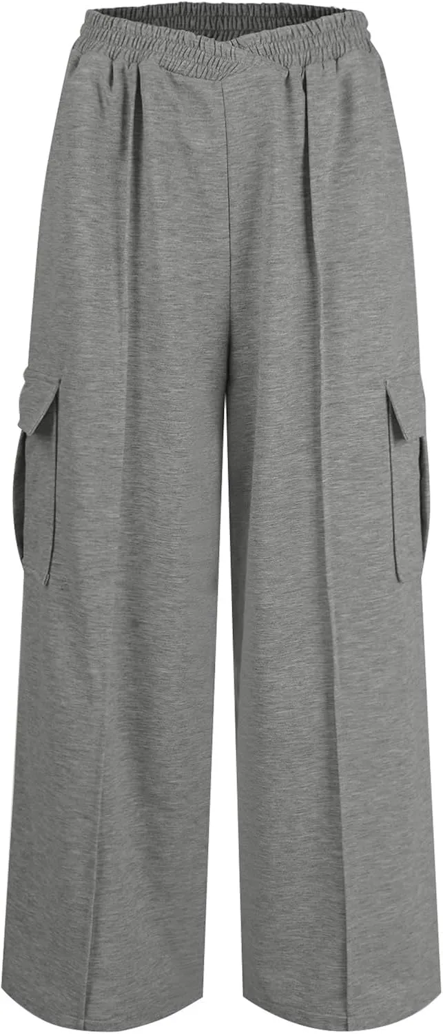 Oversized Wide Leg Sweatpants Women Crossover Low Rise Cargo Sweatpants Straight Leg Baggy Sweatpants Lounge Pants