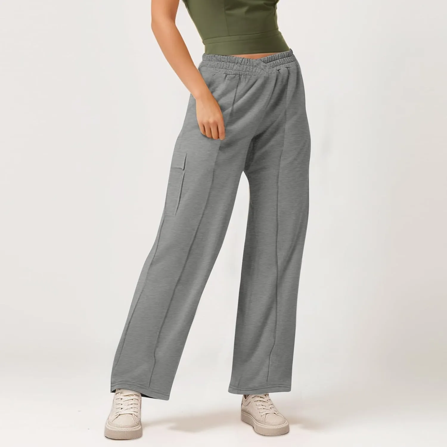 Oversized Wide Leg Sweatpants Women Crossover Low Rise Cargo Sweatpants Straight Leg Baggy Sweatpants Lounge Pants