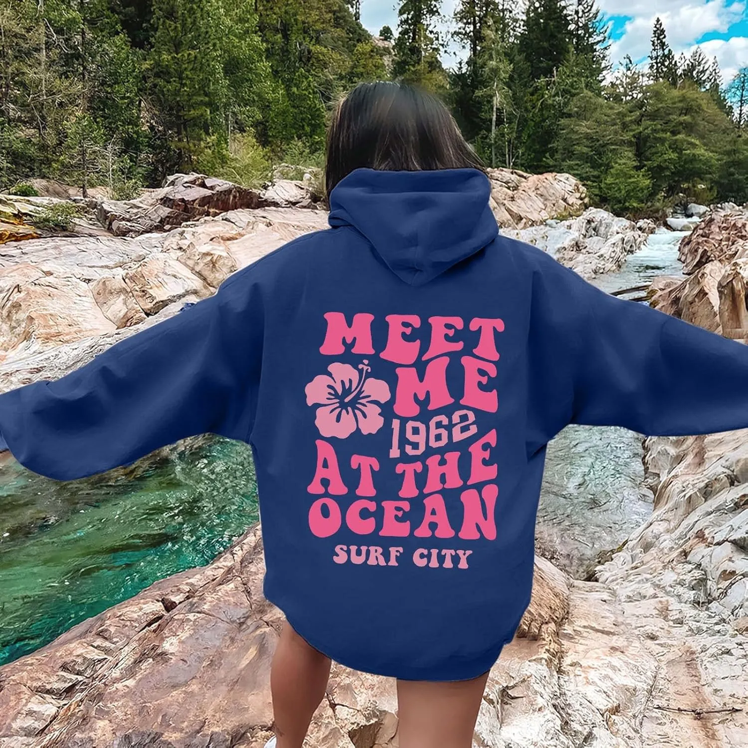 Pink Pom Puff Oversized Hoodie for Teen Girls Long Sleeve Y2K Graphic Hoodies with Pockets 2024 Fall Preppy Sweatshirt