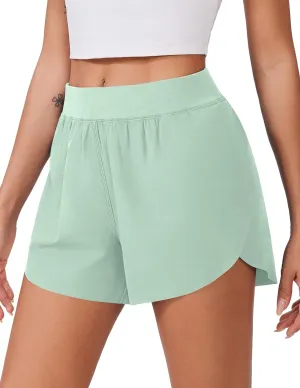 PINSPARK Women Athletic Running Shorts Sporty Running Shorts Elastic Waist Active Shorts Summer wear Ice Green Medium