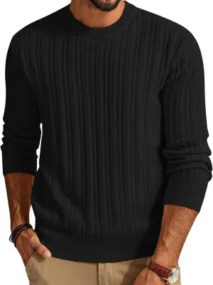 PJ PAUL JONES Mens Crew Neck Sweater Lightweight Cable Knitted Pullover Sweaters