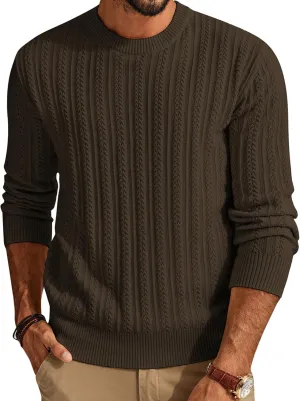 PJ PAUL JONES Mens Crew Neck Sweater Lightweight Cable Knitted Pullover Sweaters