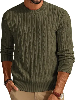 PJ PAUL JONES Mens Crew Neck Sweater Lightweight Cable Knitted Pullover Sweaters
